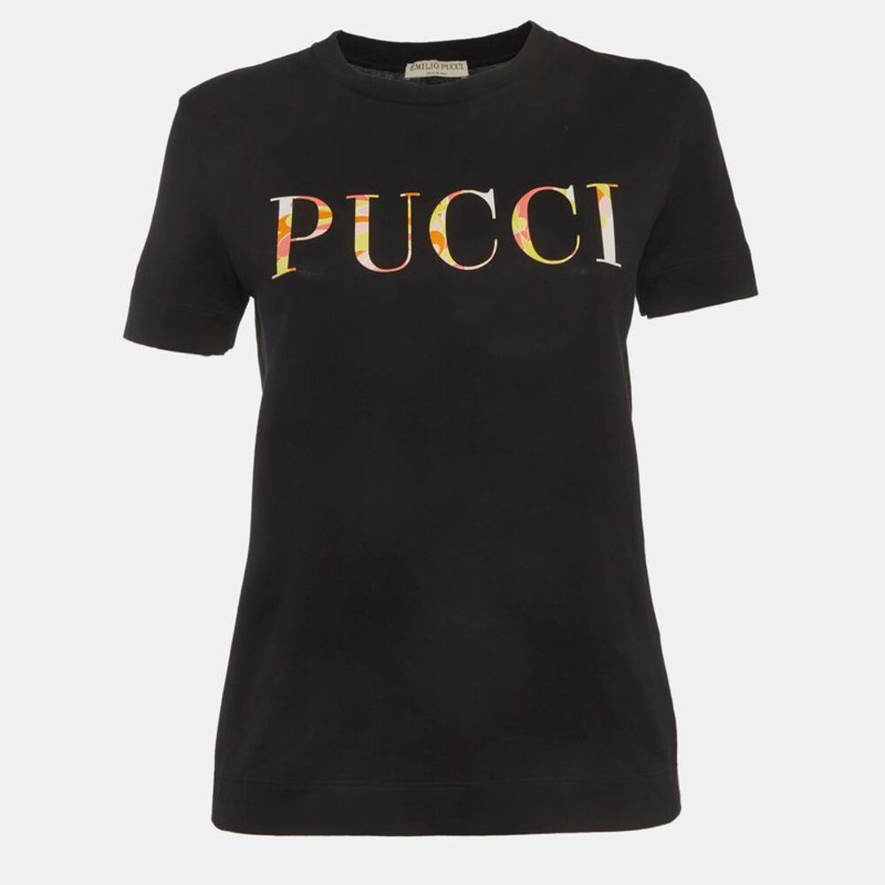 Emilio Pucci Black Cotton Logo T-Shirt Xs